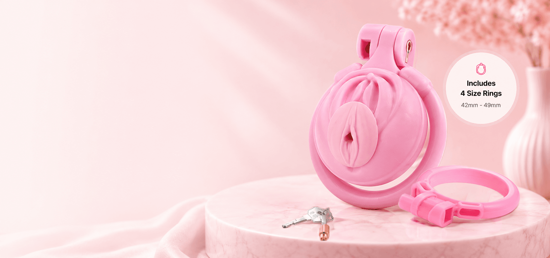 Low profile flat chastity cage design